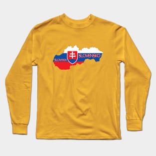 Slovakia flag & map Long Sleeve T-Shirt